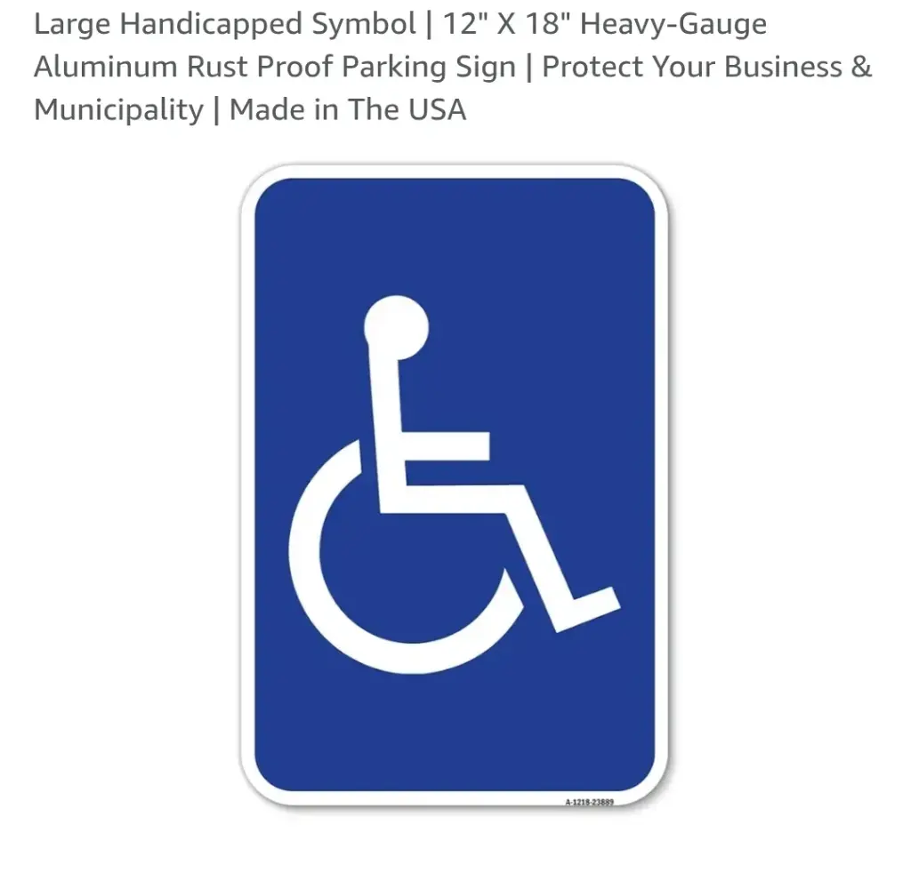 12 x 18 Blue handicap metal sign